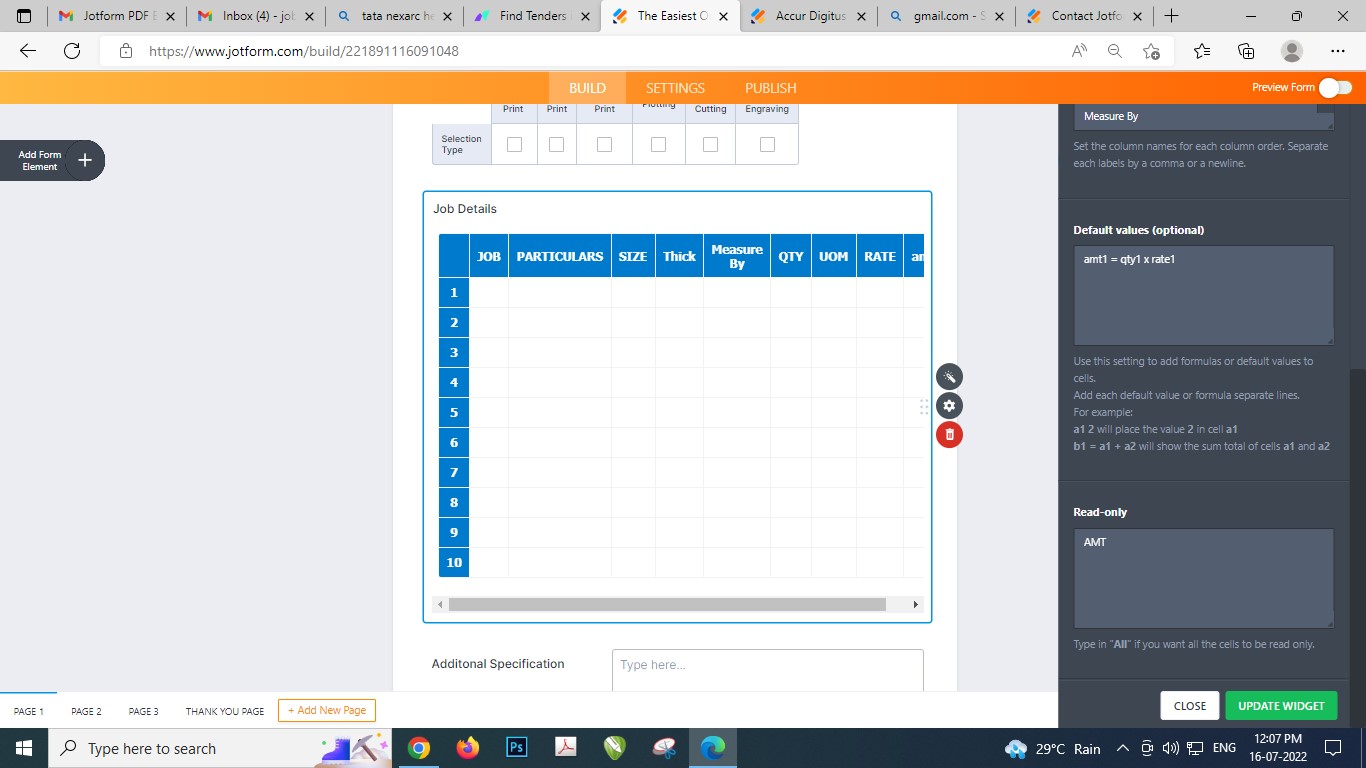 How to add calculation formula in spreadsheet widget